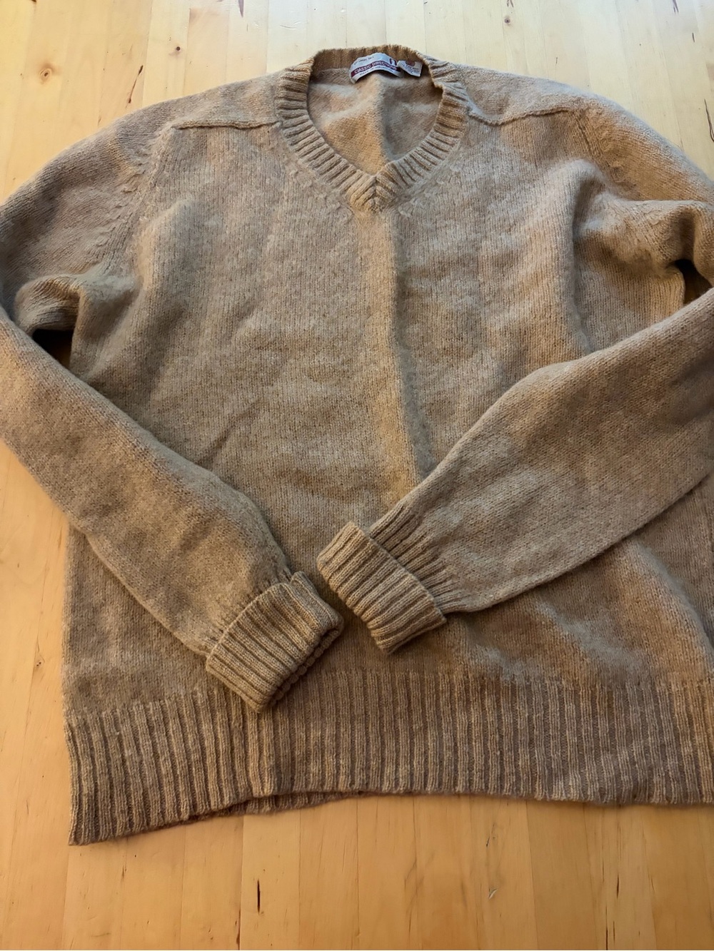 Men's V-Neck Sweater in Light Tan by